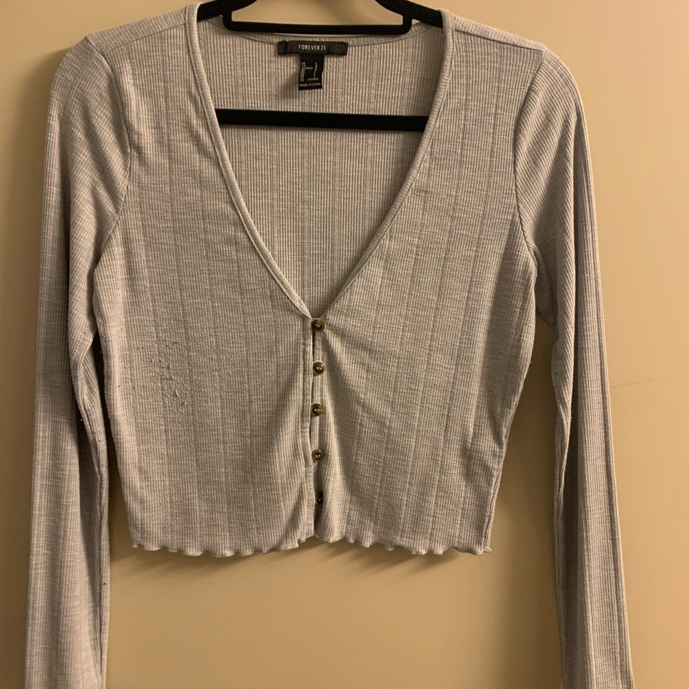 Grey, Deep V Crop top
